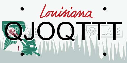 QJOQTTT Louisiana License Plate