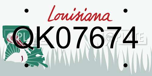 QK07674 Louisiana License Plate