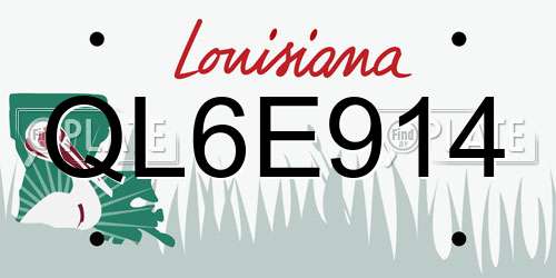 QL6E914 Louisiana License Plate