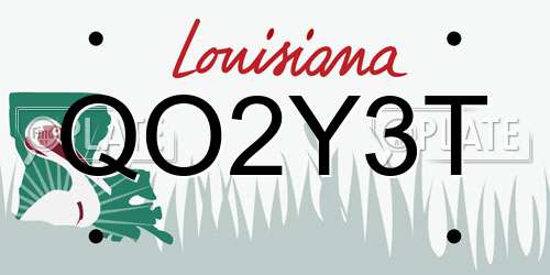 QO2Y3T Louisiana License Plate