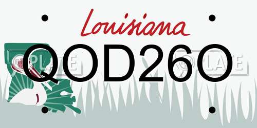 QOD26O Louisiana License Plate