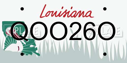 QOO26O Louisiana License Plate