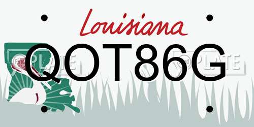 QOT86G Louisiana License Plate