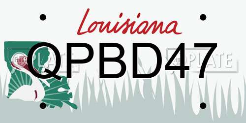 QPBD47 Louisiana License Plate
