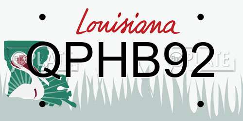 QPHB92 Louisiana License Plate