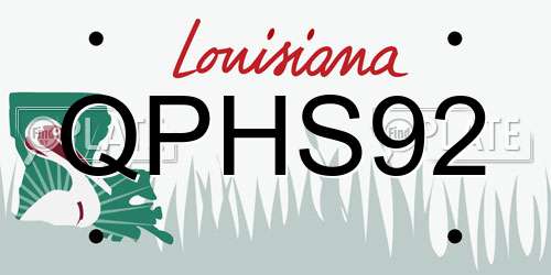 QPHS92 Louisiana License Plate