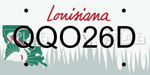 QQO26D Louisiana License Plate