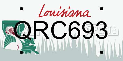 QRC693 Louisiana License Plate