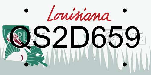 QS2D659 Louisiana License Plate