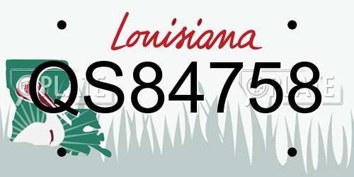 QS84758 Louisiana License Plate