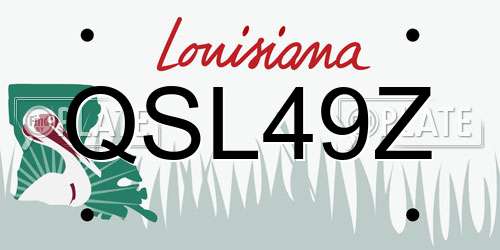 QSL49Z Louisiana License Plate