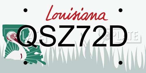 QSZ72D Louisiana License Plate