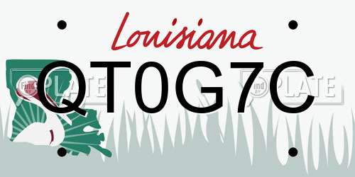 QT0G7C Louisiana License Plate
