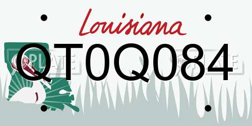 QT0Q084 Louisiana License Plate