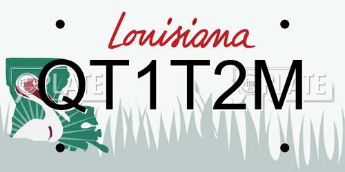 QT1T2M Louisiana License Plate