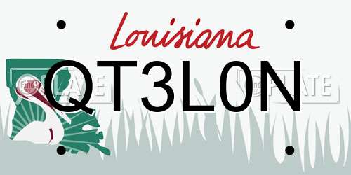 QT3L0N Louisiana License Plate