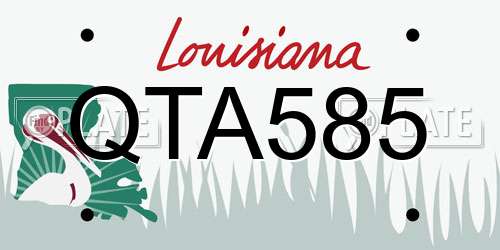 QTA585 Louisiana License Plate