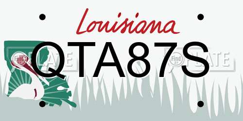 QTA87S Louisiana License Plate