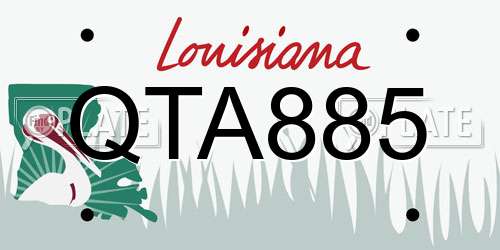 QTA885 Louisiana License Plate