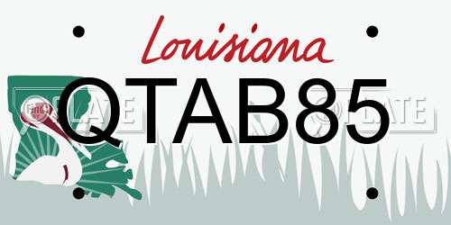 QTAB85 Louisiana License Plate