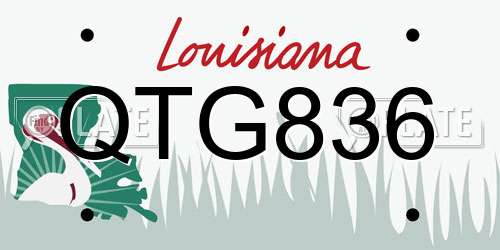 QTG836 Louisiana License Plate