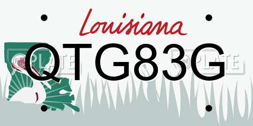 QTG83G Louisiana License Plate