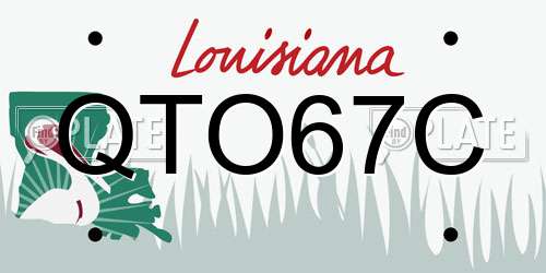 QTO67C Louisiana License Plate
