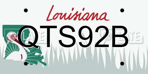 QTS92B Louisiana License Plate