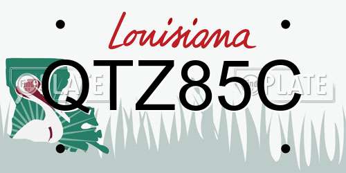 QTZ85C Louisiana License Plate