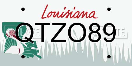 QTZO89 Louisiana License Plate
