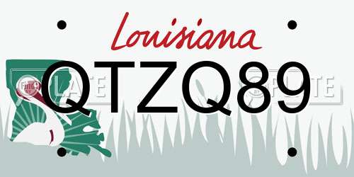 QTZQ89 Louisiana License Plate