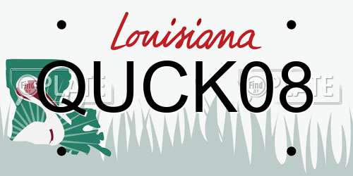 QUCK08 Louisiana License Plate