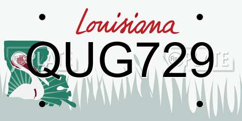 QUG729 Louisiana License Plate