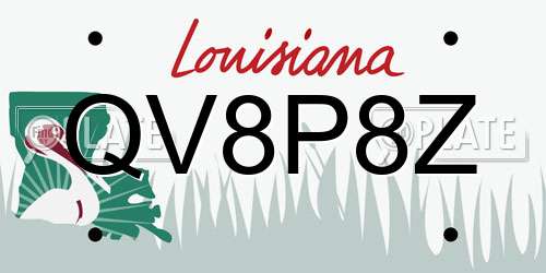 QV8P8Z Louisiana License Plate