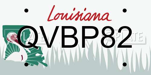 QVBP82 Louisiana License Plate