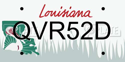QVR52D Louisiana License Plate