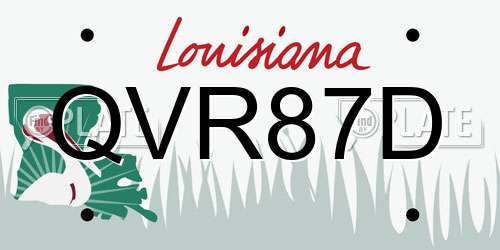 QVR87D Louisiana License Plate
