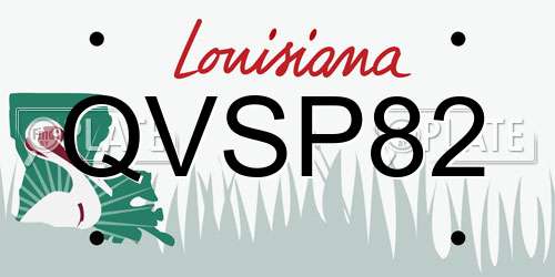 QVSP82 Louisiana License Plate