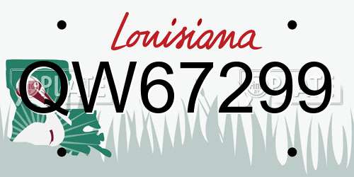 QW67299 Louisiana License Plate