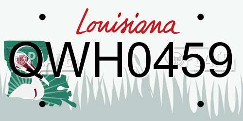 QWH0459 Louisiana License Plate