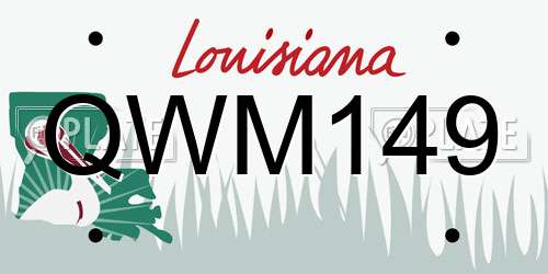 QWM149 Louisiana License Plate