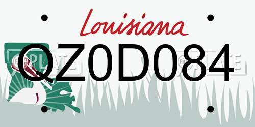 QZ0D084 Louisiana License Plate