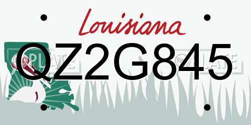 QZ2G845 Louisiana License Plate