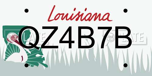 QZ4B7B Louisiana License Plate