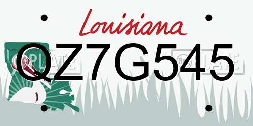 QZ7G545 Louisiana License Plate