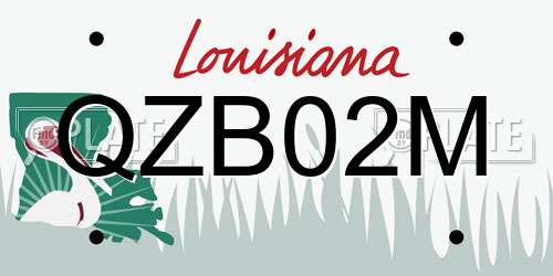 QZB02M Louisiana License Plate