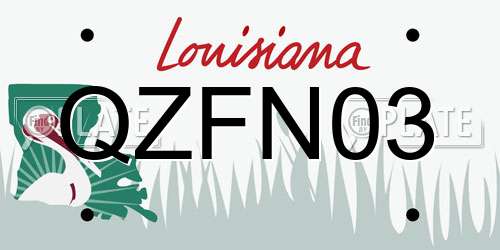 QZFN03 Louisiana License Plate