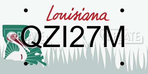 QZI27M Louisiana License Plate