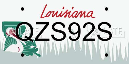 QZS92S Louisiana License Plate