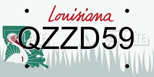 QZZD59 Louisiana License Plate